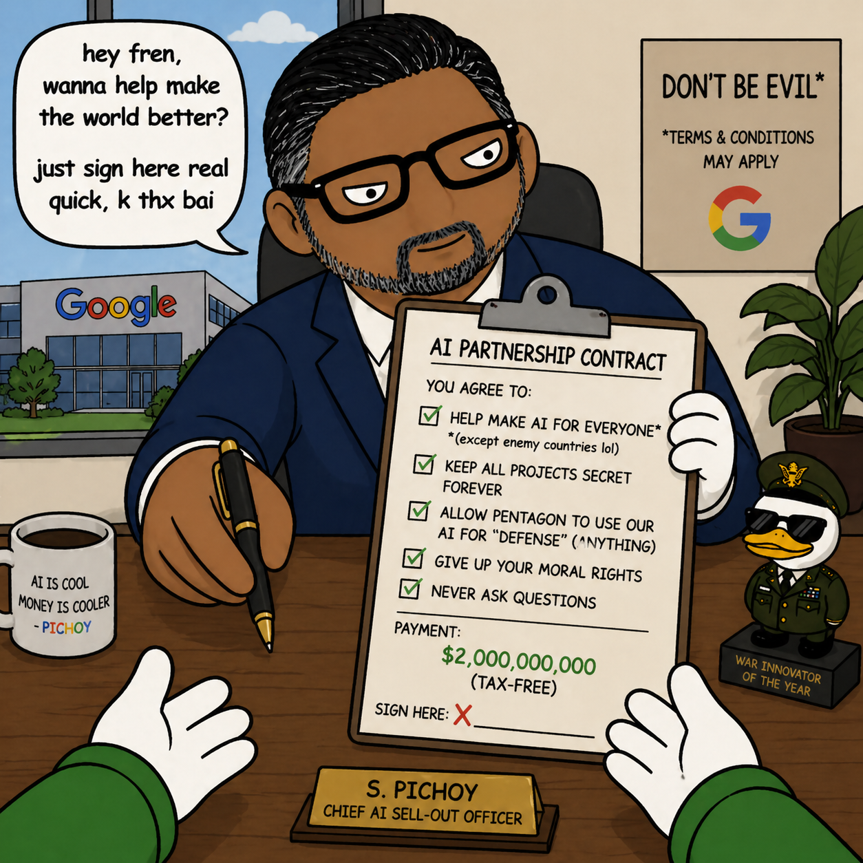 Sendor Poochai AI contract cartoon